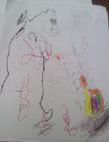 kindergartener drawing
